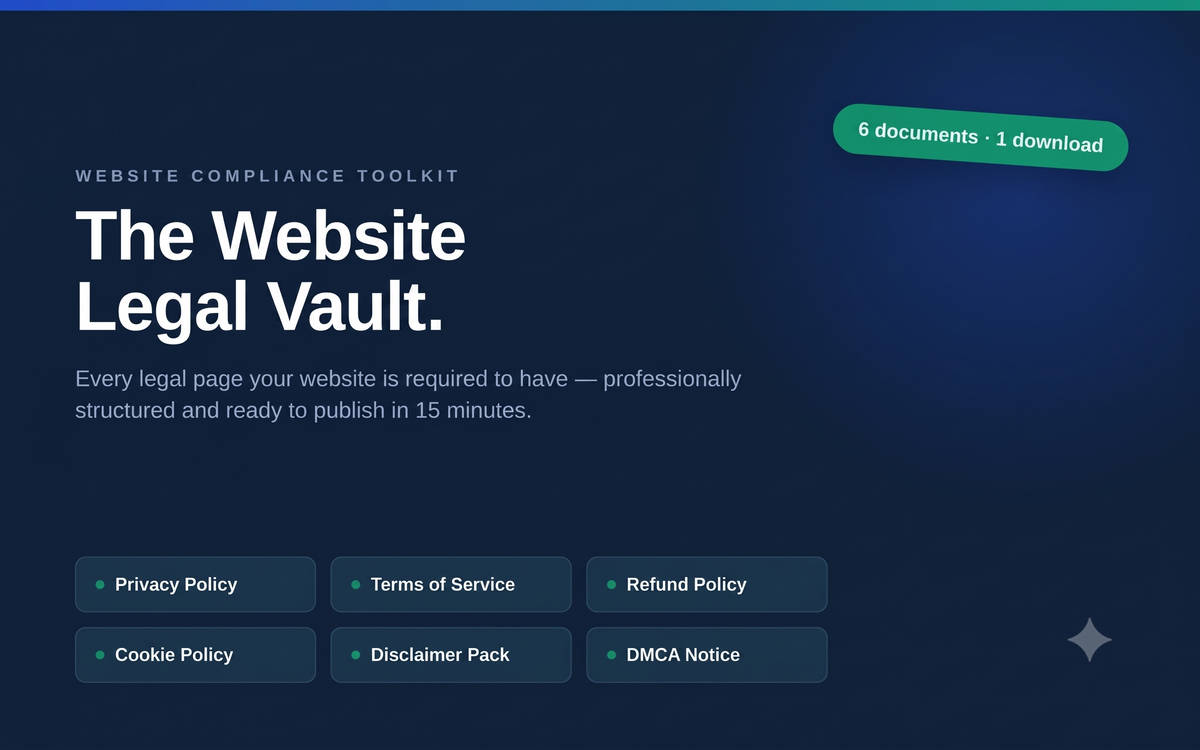 The Website Legal Vault™ — 6 Legal Pages Every Website Needs