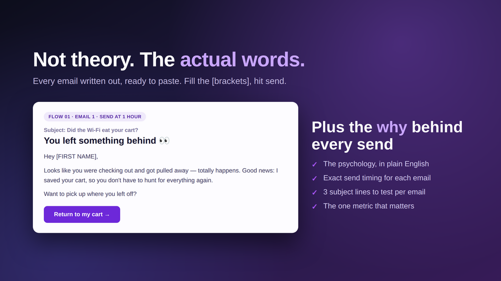 Abandoned cart recovery email flow template preview