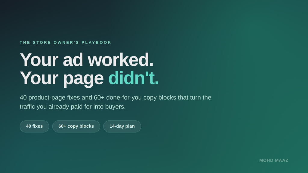 The Shopify Conversion Vault — 40 Product-Page Fixes That Turn Browsers Into Buyers