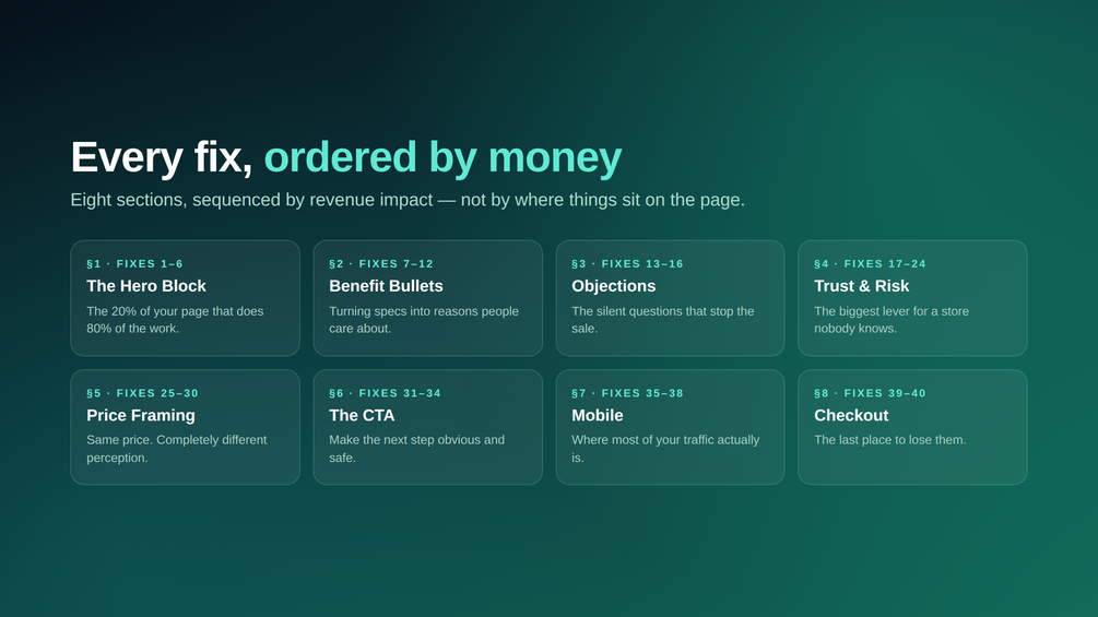 Product page hero block and trust section fix examples