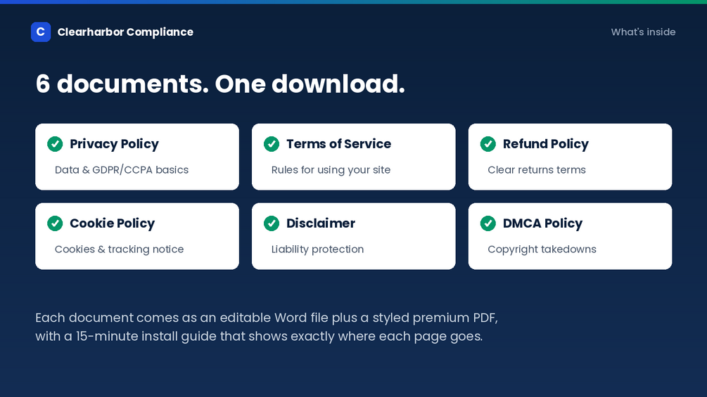 Privacy policy and terms of service template preview